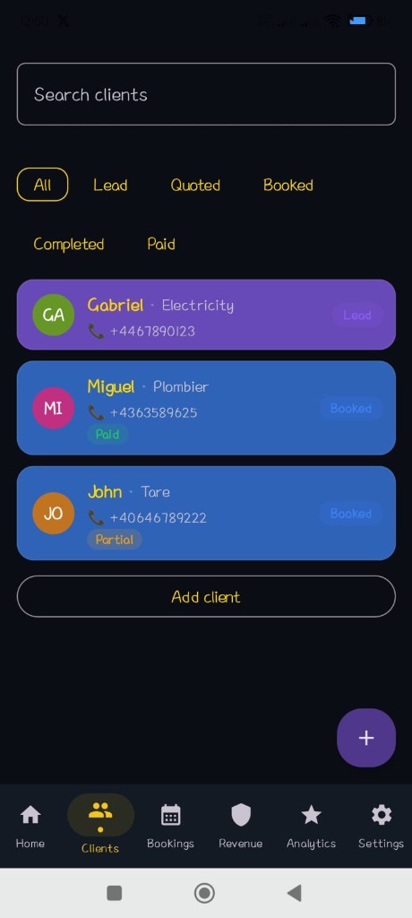 Clients Screen